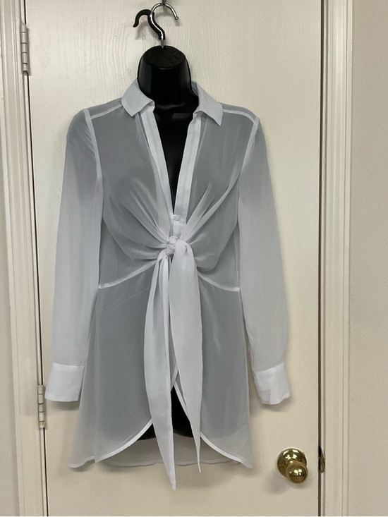 Bar III Tops - Bar III White Semi-Sheer Blouse